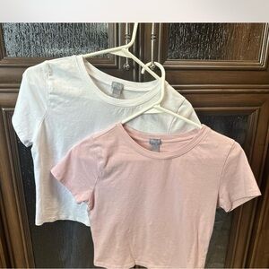 Tilly's Mauve and White Bundle Short Sleeve Crop Top